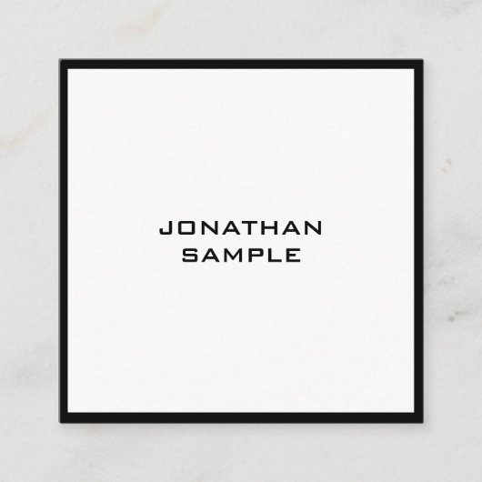 Moderne minimale zwarte Elegant Sjabloon bovenaan Vierkante Visitekaartje (Voorkant)