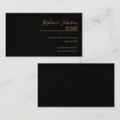Moderne minimale zwarte en goudkalligrafie visitekaartje (Voorkant / Achterkant)