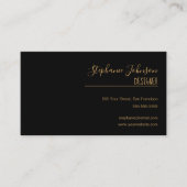 Moderne minimale zwarte en goudkalligrafie visitekaartje (Voorkant)