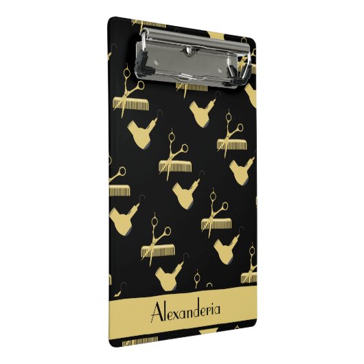 Moderne, minimale zwarte en goudkaptiste mini klembord (Schuin)