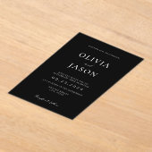 Moderne minimale zwarte en witte bruiloft acryl uitnodigingen (Laagn)