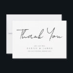 Moderne minimale zwarte en witte bruiloft Dank u Bedankkaart<br><div class="desc">Een eenvoudige moderne bruiloft bedankt je kaart. Pas dit minimalistische zwarte en witte ontwerp aan om uw persoonlijke gegevens en boodschap te geven.</div>