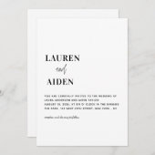 Moderne, minimale zwarte en witte bruiloft kaart (Voorkant / Achterkant)