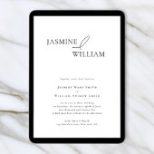 Moderne minimale zwarte en witte bruiloft kaart