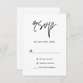 Moderne, minimale zwarte en witte bruiloft RSVP kaartje (Voorkant / Achterkant)
