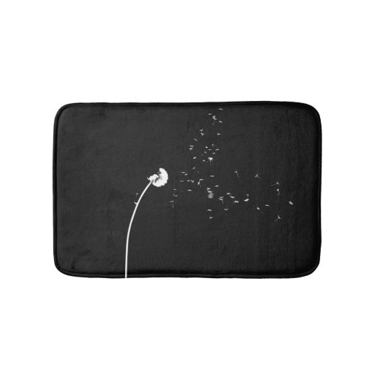 Moderne, minimale zwarte en witte deandelionventil badmat (Voorkant)