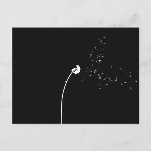 Moderne, minimale zwarte en witte deandelionventil briefkaart (Voorkant)
