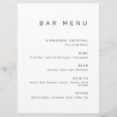 Moderne, minimale zwarte en witte Drinken balk Menu (Voorkant)