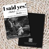 Moderne, minimale zwarte en witte foto met QR-code Save The Date