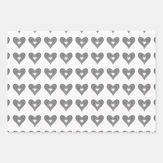 moderne minimale zwarte en witte harten inpakpapier vel (Voorkant 3)