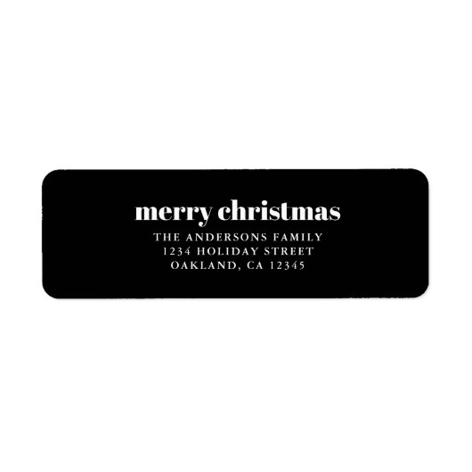 Moderne, minimale zwarte en witte kerst etiket (Voorkant)
