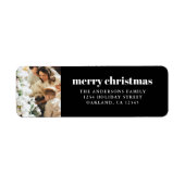 Moderne, minimale zwarte en witte kerst etiket (Voorkant)