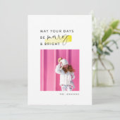 Moderne, minimale zwarte en witte kerstfotokaart kaart (Staand voorkant)