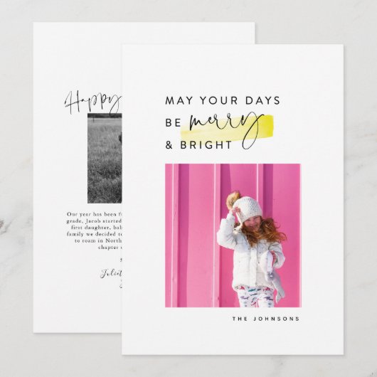 Moderne, minimale zwarte en witte kerstfotokaart kaart (Voorkant / Achterkant)