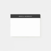 Moderne, minimale zwarte en witte naam post-it® notes (Voorkant)