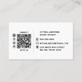 Moderne minimale zwarte en witte QR-code voor Logo Visitekaartje (Achterkant)