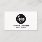 Moderne minimale zwarte en witte QR-code voor Logo Visitekaartje (Voorkant)