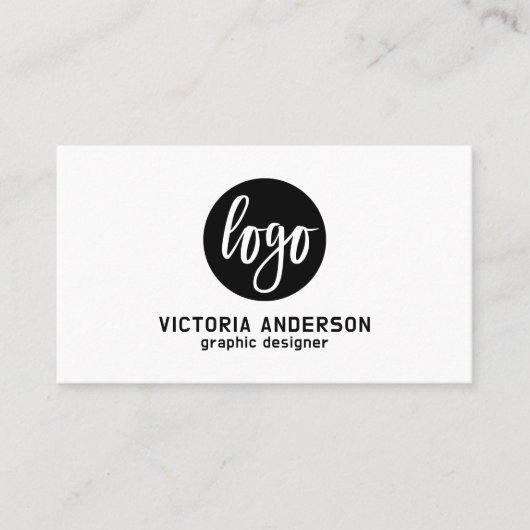 Moderne minimale zwarte en witte QR-code voor Logo Visitekaartje (Voorkant)