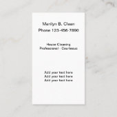 Moderne minimale zwarte en witte reiniging visitekaartje (Achterkant)