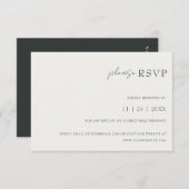 Moderne minimale zwarte en witte typografie RSVP kaartje (Voorkant / Achterkant)