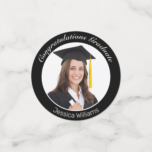 Moderne, minimale zwarte foto van het witte Afstud Confetti (Kleine voorkant)