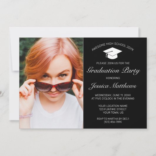 Moderne, minimale zwarte foto van het witte Afstud Kaart (Voorkant)