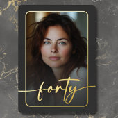 Moderne minimale zwarte foto veertigste verjaardag folie uitnodiging