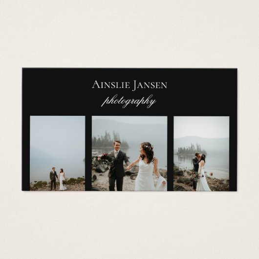 Moderne, minimale zwarte fotograaf Visitekaartjes (Voorkant)