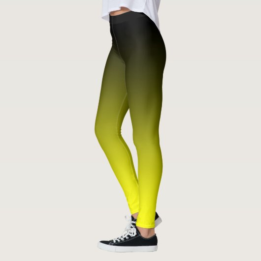 Moderne, minimale zwarte gele gradiënt leggings (Links)