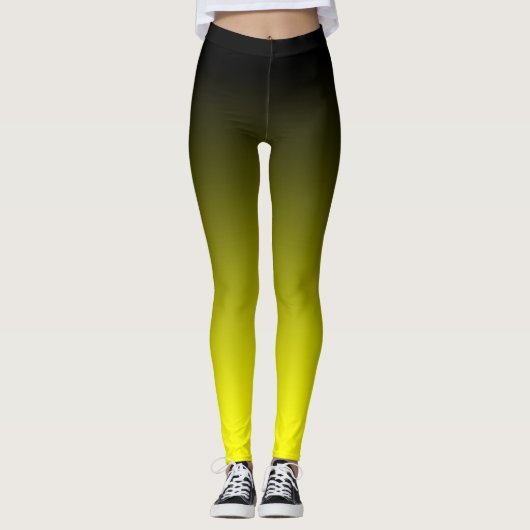 Moderne, minimale zwarte gele gradiënt leggings (Voorkant)