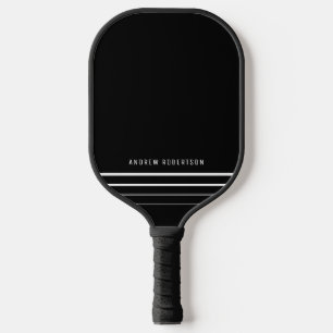 Moderne minimale zwarte gepersonaliseerde naam pickleball paddle