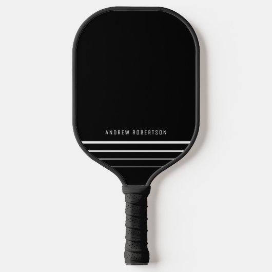 Moderne minimale zwarte gepersonaliseerde naam pickleball paddle (Voorkant)