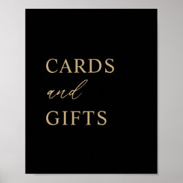 Moderne, minimale zwarte gouden bruiloft en cadeau poster