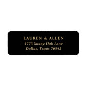 Moderne minimale zwarte gouden bruiloft etiket (Voorkant)