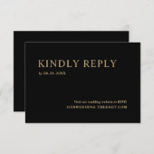 Moderne minimale zwarte gouden bruiloft RSVP-Kaart RSVP Kaartje (Voorkant / Achterkant)