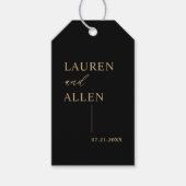 Moderne, minimale zwarte gouden Labels voor wedden Cadeaulabel (Voorkant)