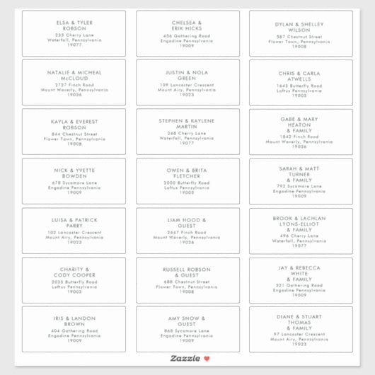 Moderne, minimale zwarte groene gastAdresetiketten Sticker (Vel)