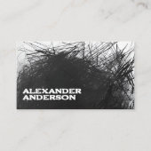 Moderne minimale zwarte houtskool krabbel scanbaar visitekaartje (Voorkant)