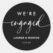 Moderne, minimale zwarte kalligrafie ronde sticker (Voorkant)