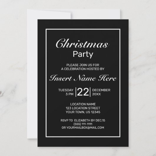 Moderne, minimale zwarte kerst kaart (Voorkant)