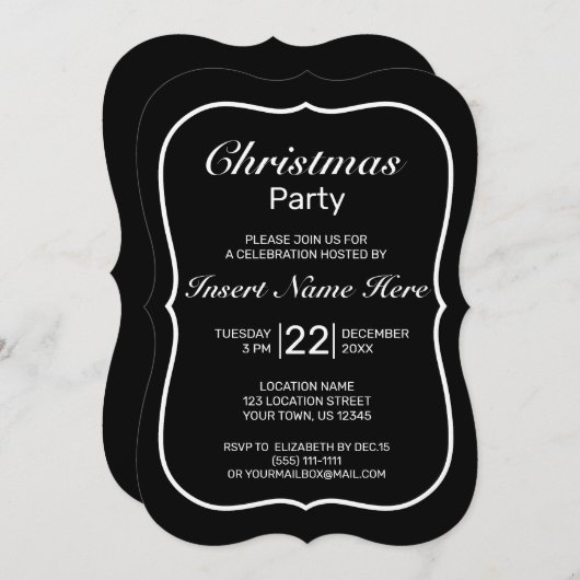 Moderne, minimale zwarte kerst kaart (Voorkant / Achterkant)