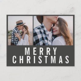 Moderne, minimale zwarte kerst met meerdere foto's briefkaart