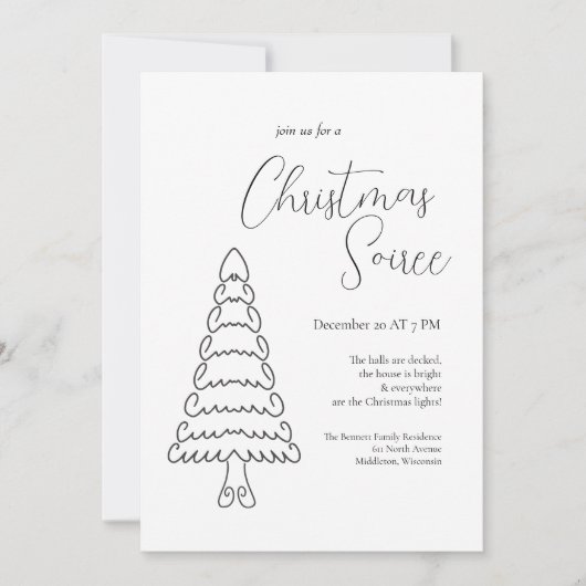 Moderne, minimale zwarte kerst van elegant kaart (Voorkant)