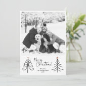 Moderne, minimale zwarte kerstboom Foto Feestdagenkaart (Staand voorkant)