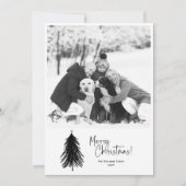 Moderne, minimale zwarte kerstboom Foto Feestdagenkaart (Voorkant)