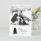Moderne, minimale zwarte kerstboom Foto Feestdagenkaart (Staand voorkant)
