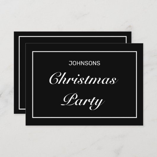 Moderne, minimale zwarte kerstfeestdag RSVP kaartje (Voorkant / Achterkant)