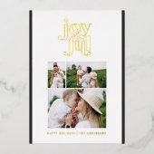 Moderne, minimale zwarte kersttypografie folie feestdagenkaart (Voorkant)