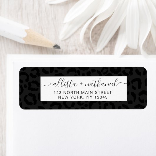 Moderne, minimale zwarte luipaard afdrukken etiket (Insitu)