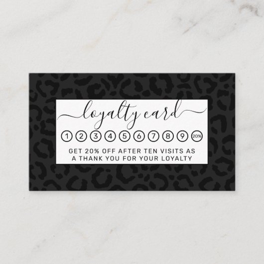 Moderne, minimale zwarte luipaard afdrukken klantenkaartje (Voorkant)